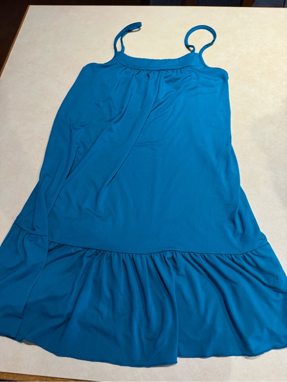 Sleeveless Teal Ruffle-Hem Mini Dress